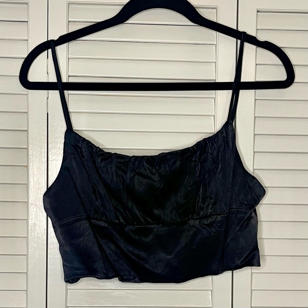 Zara Black Satin Bralette Style Crop Top